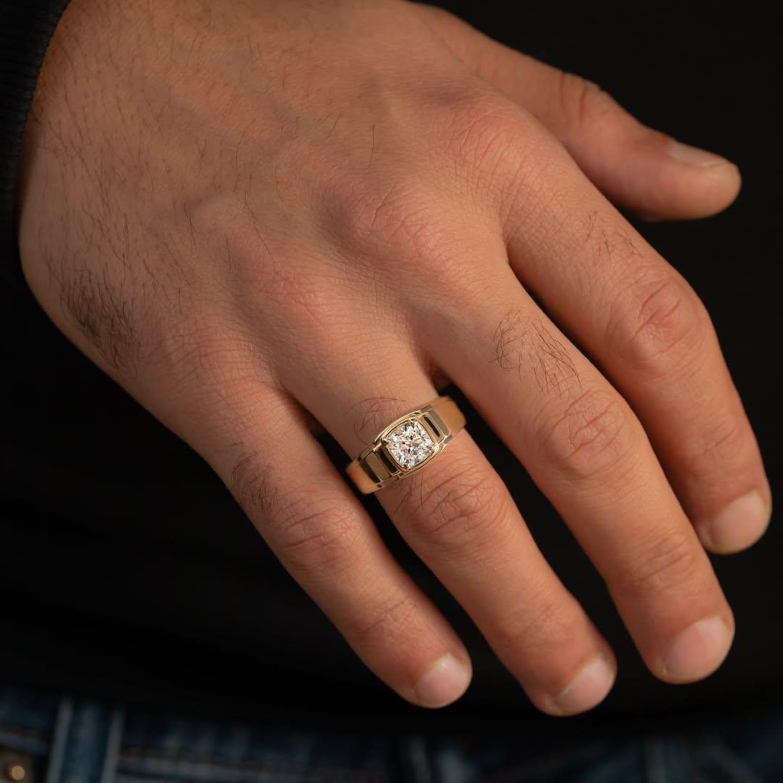 The Jacob Ring - Cushion Diamond Signet Men’s Ring