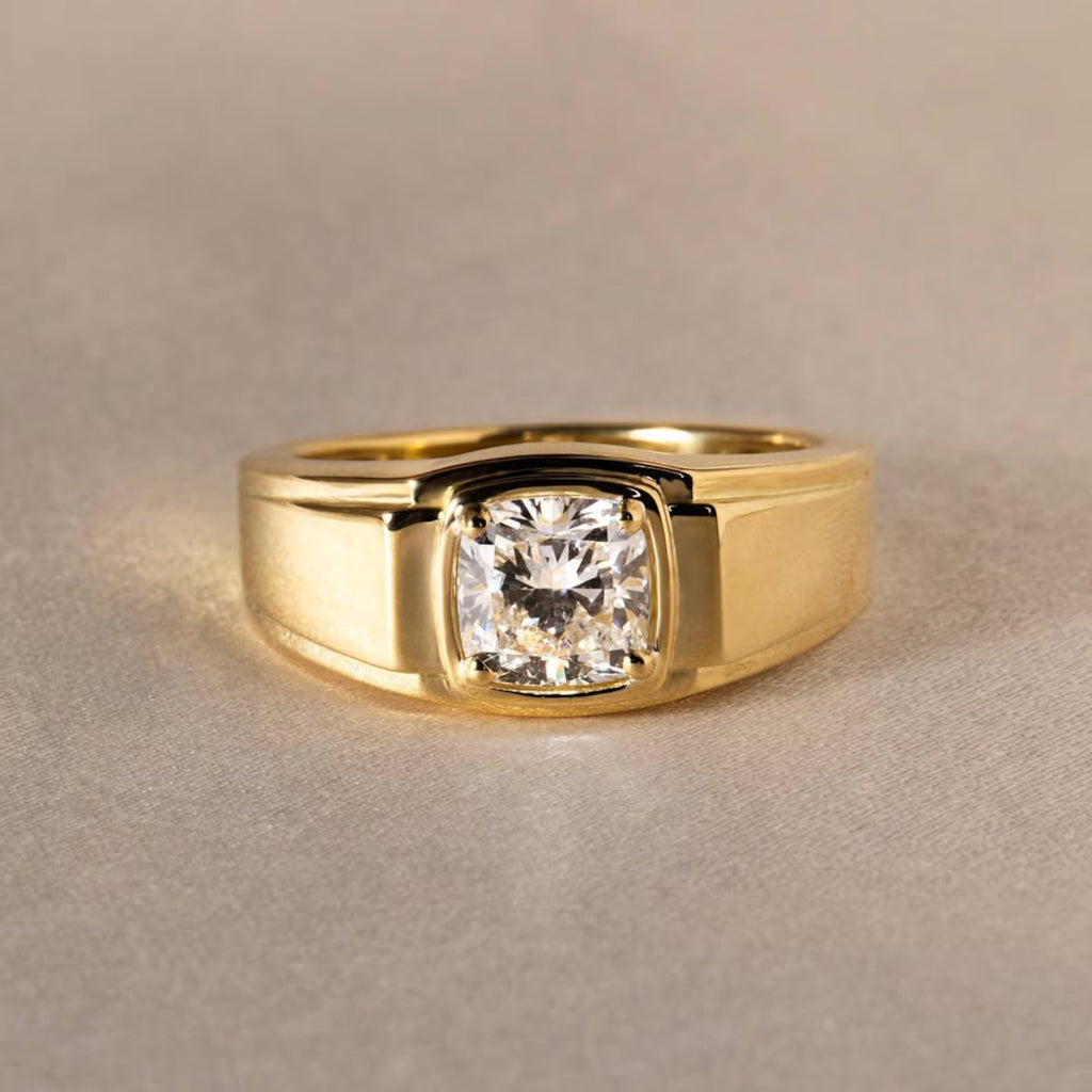 The Jacob Ring - Cushion Diamond Signet Men’s Ring