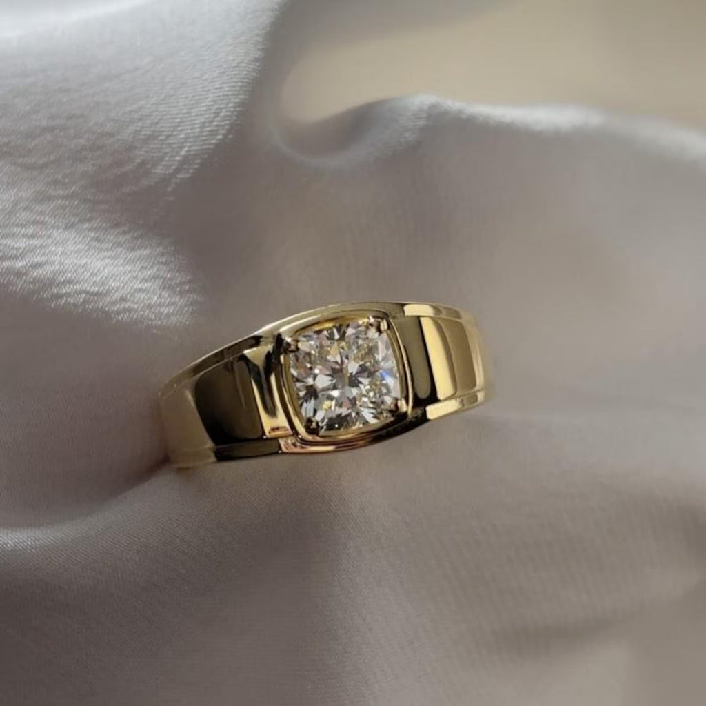 The Jacob Ring - Cushion Diamond Signet Men’s Ring