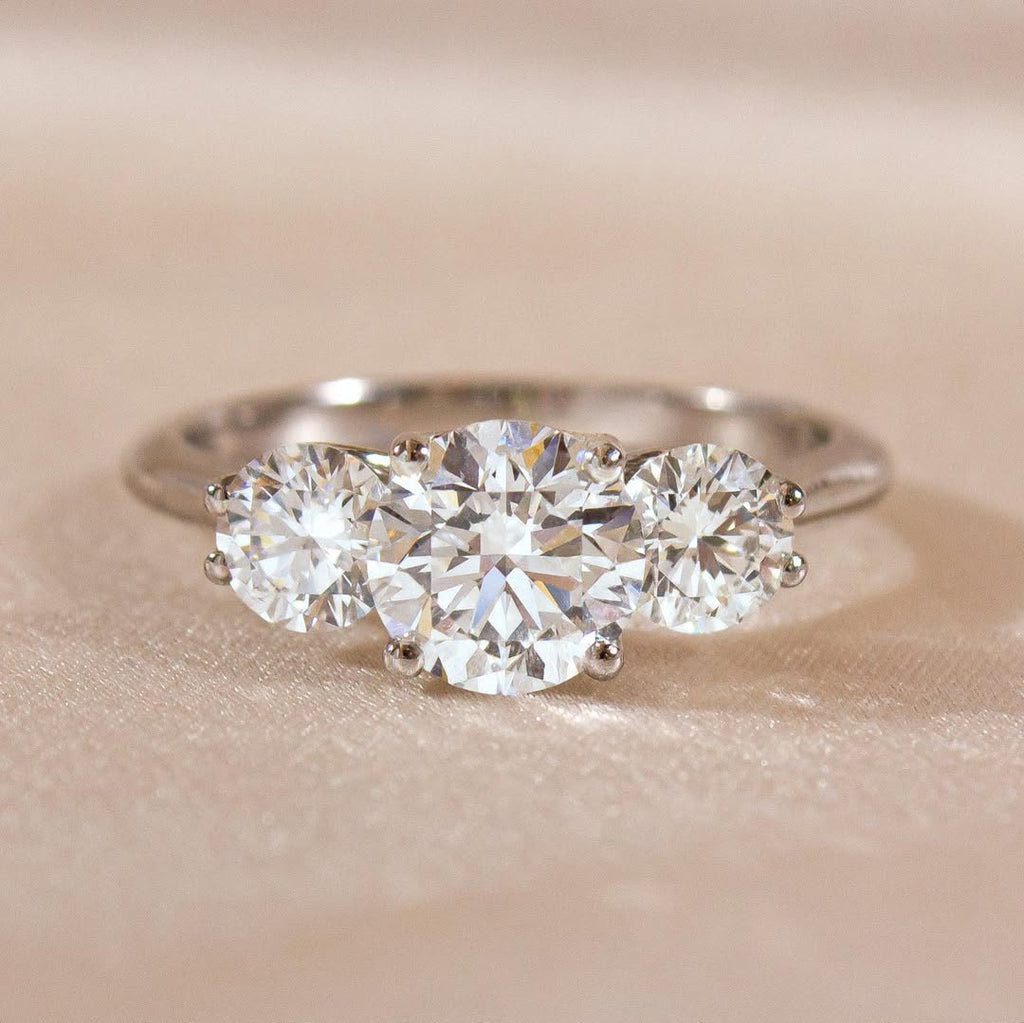 The Juliet Ring - Round Three Stone Diamond Engagement Ring