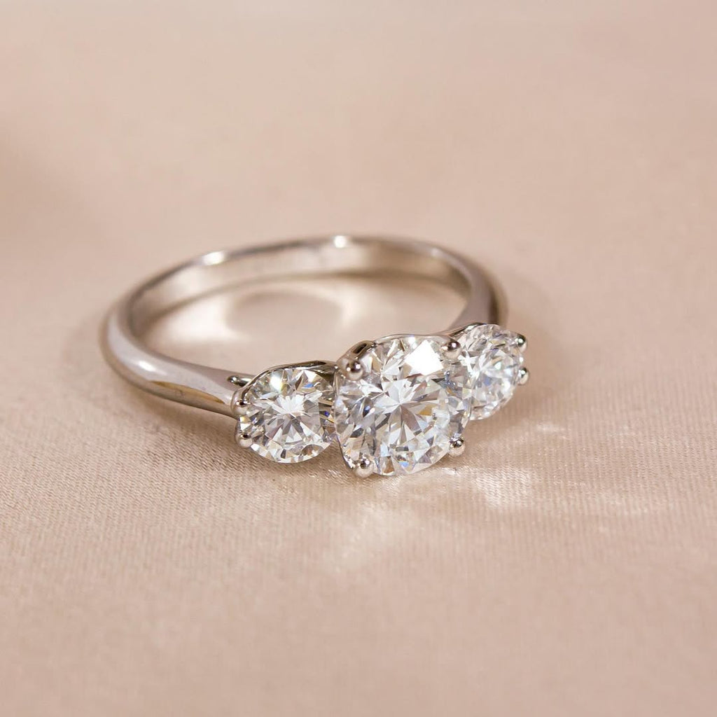The Juliet Ring - Round Three Stone Diamond Engagement Ring
