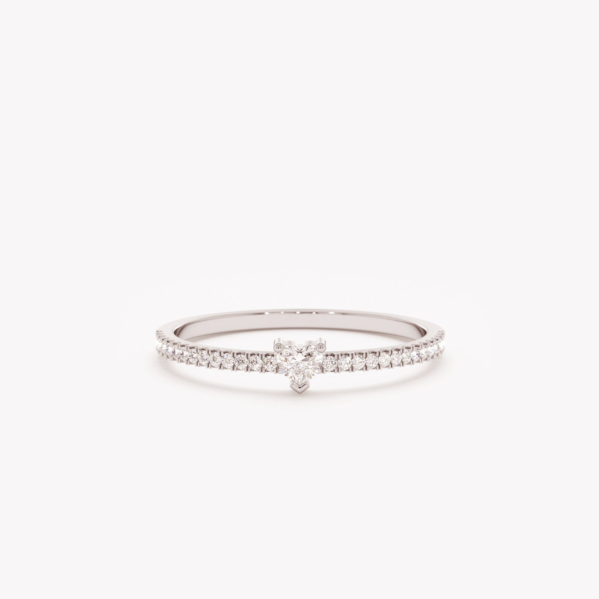 Keely Silver Heart Shape Pavé Diamond Romantic Ring Band – Silvora