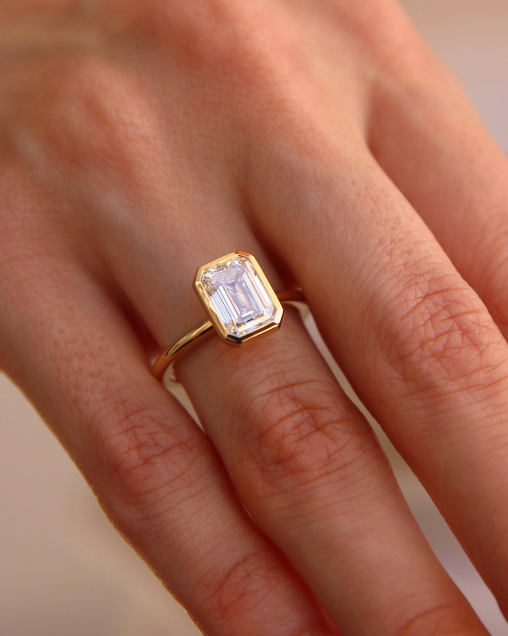 The Lane Ring - Petite Emerald Bezel Ring