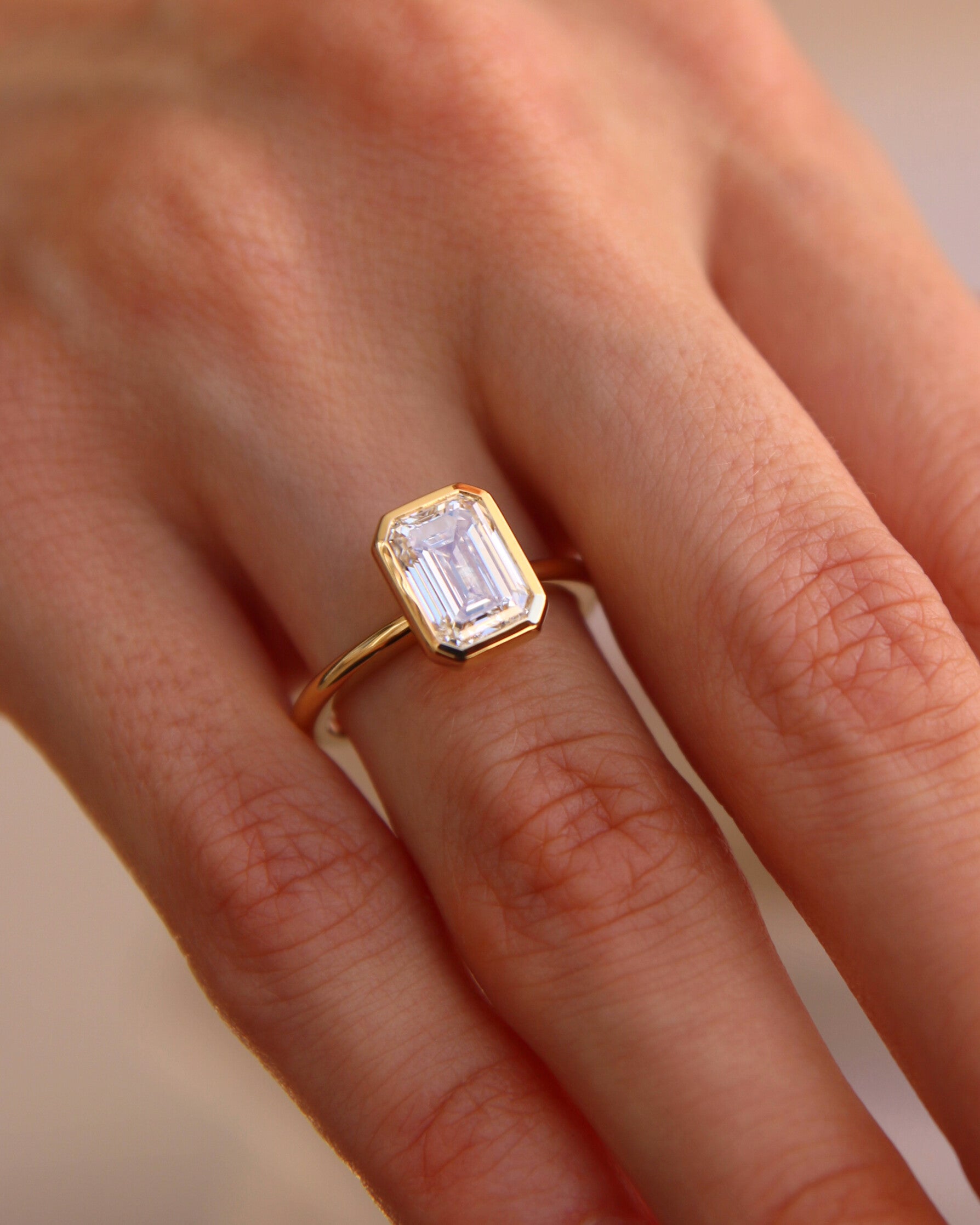 The Lane Ring - Petite Emerald Bezel Ring