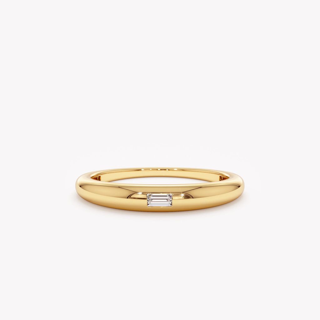 The Leni Ring - Baguette Diamond Dome Ring