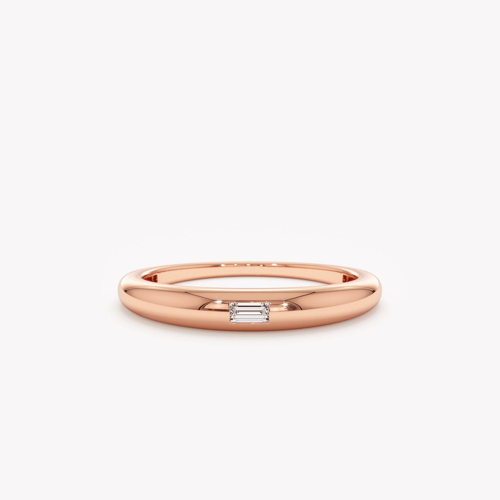 The Leni Ring - Baguette Diamond Dome Ring