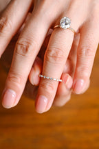 The Liora Bridal Set - Oval Diamond Ring with Marquise Leaf Wedding Band