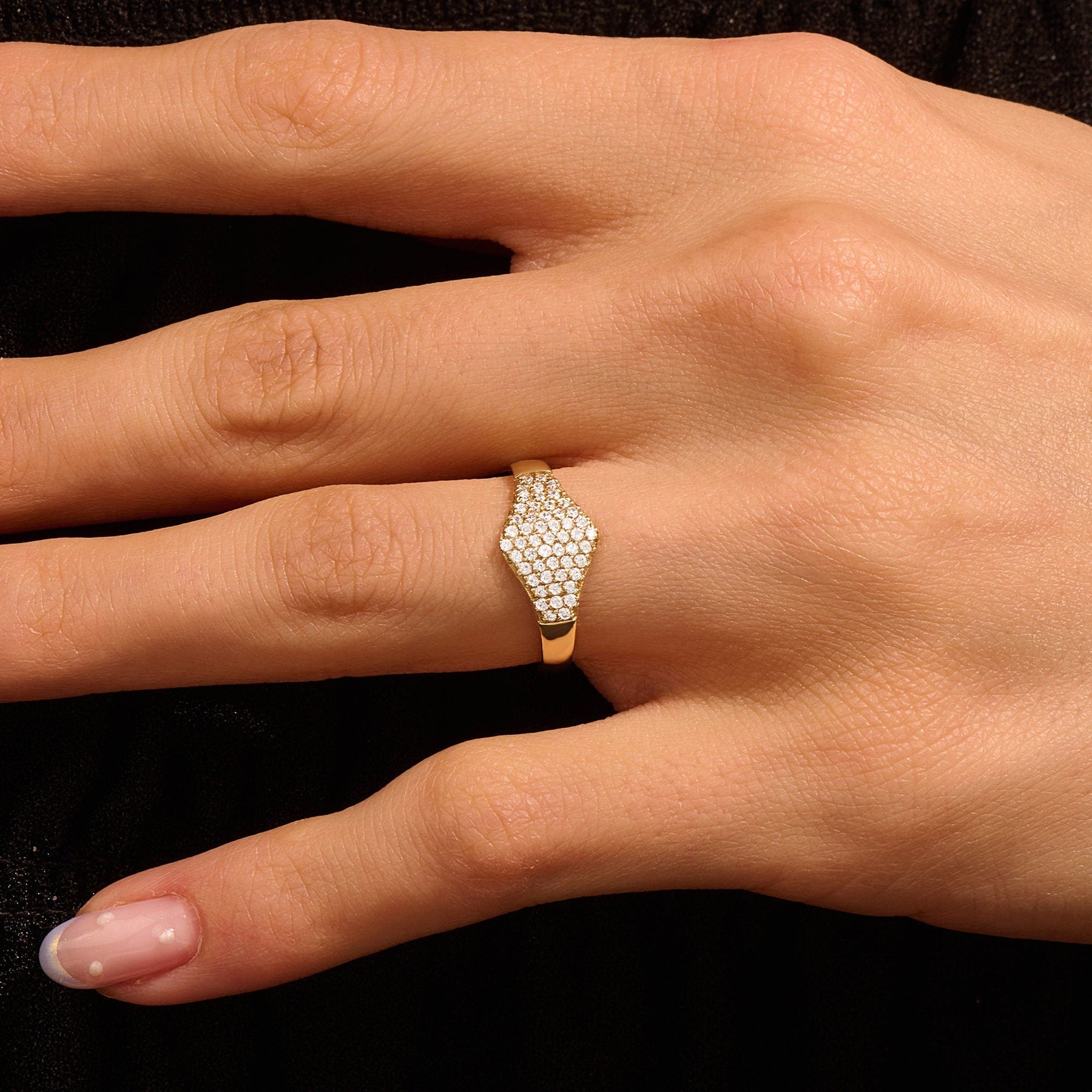 The Maeve Ring - Pavé Diamond Shield Ring