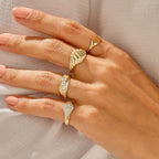 The Maeve Ring - Pavé Diamond Shield Ring