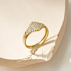 The Maeve Ring - Pavé Diamond Shield Ring