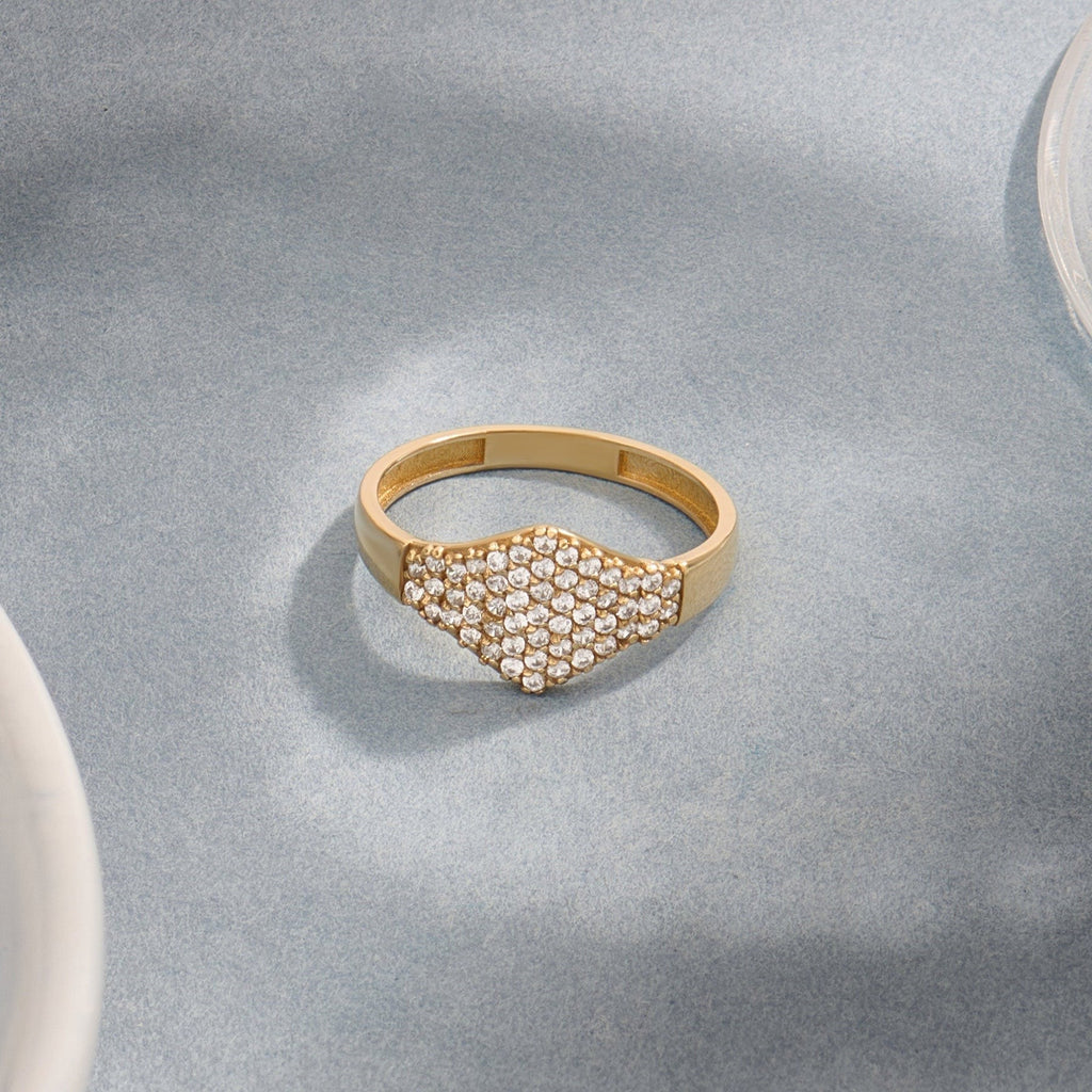 The Maeve Ring - Pavé Diamond Shield Ring
