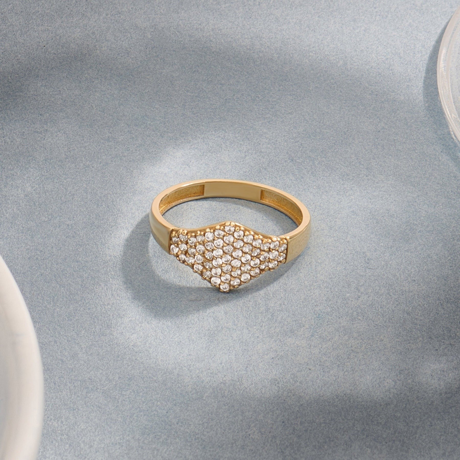 The Maeve Ring - Pavé Diamond Shield Ring