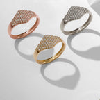 The Maeve Ring - Pavé Diamond Shield Ring