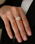The Maren Ring - Emerald Three Stone Bezel Ring