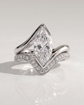 The Marielle Bridal Set - Marquise Diamond Ring with Wave Contour Band