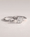 The Noelle Bridal Set - Bezel Cushion Engagement Ring with Wedding Band
