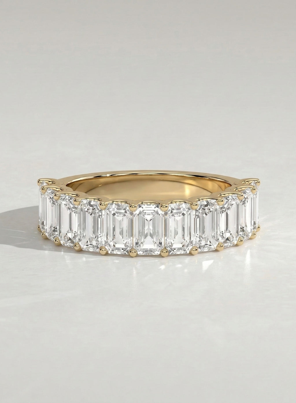 The Odienne Band - Emerald Diamond Half Eternity Wedding Band