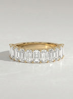 The Odienne Band - Emerald Diamond Half Eternity Wedding Band