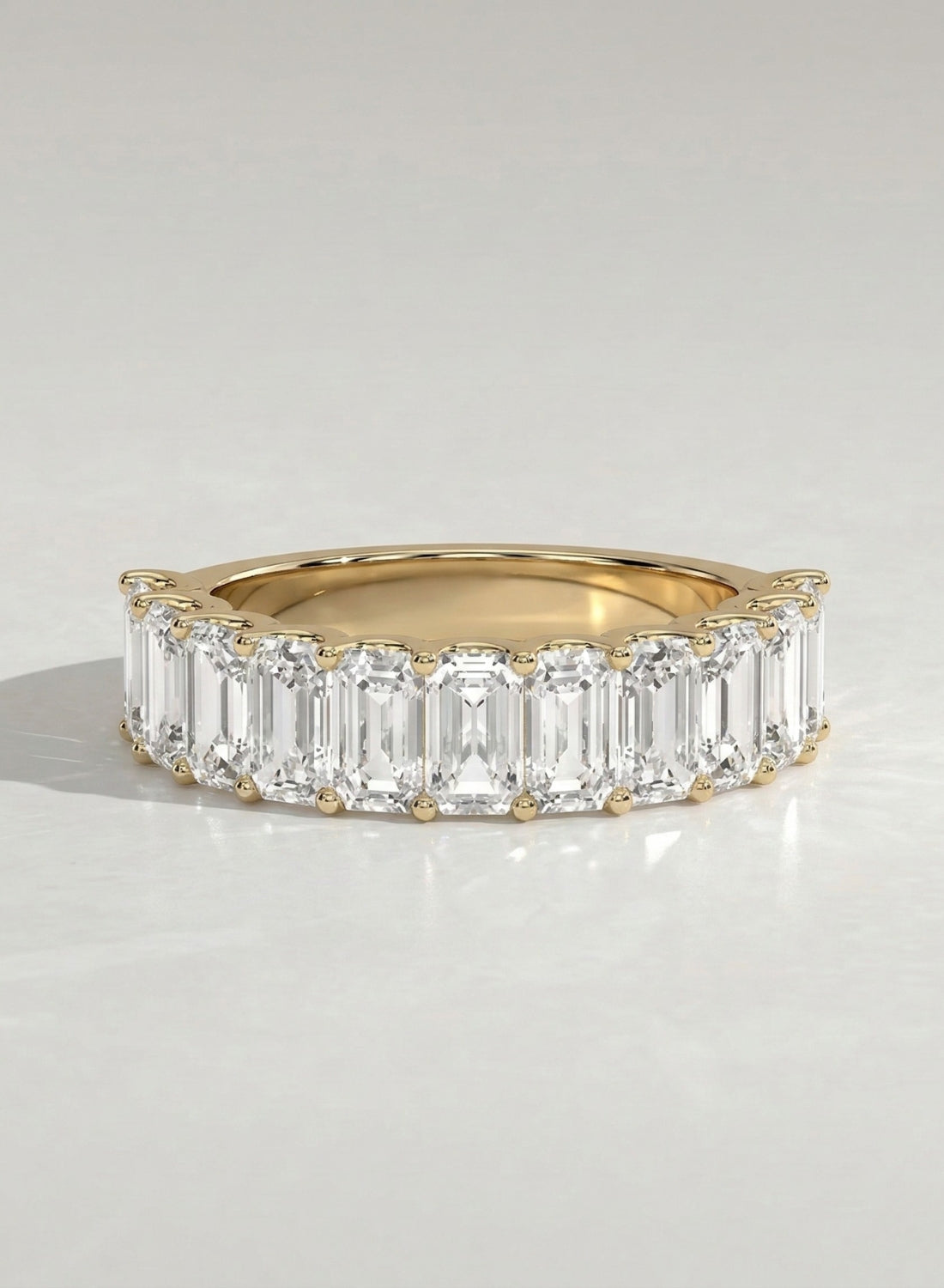 The Odienne Band - Emerald Diamond Half Eternity Wedding Band