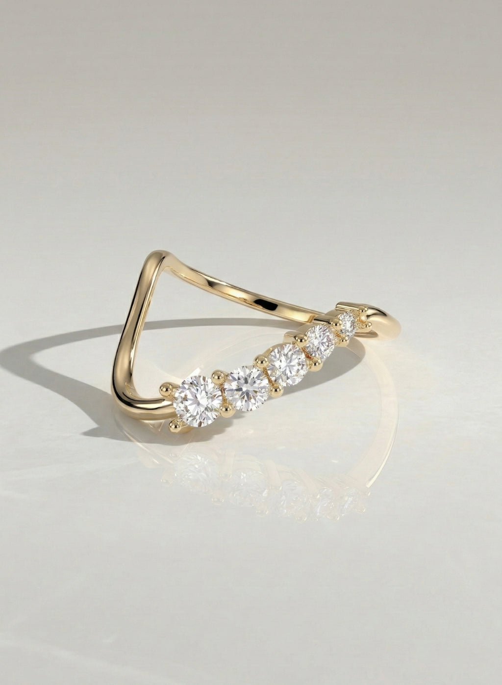 The Ondine Ring - Round Brilliant Wave Band in Silver
