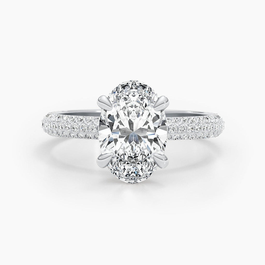 The Pave Bella - Oval Triple Row Pave Hidden Halo Ring