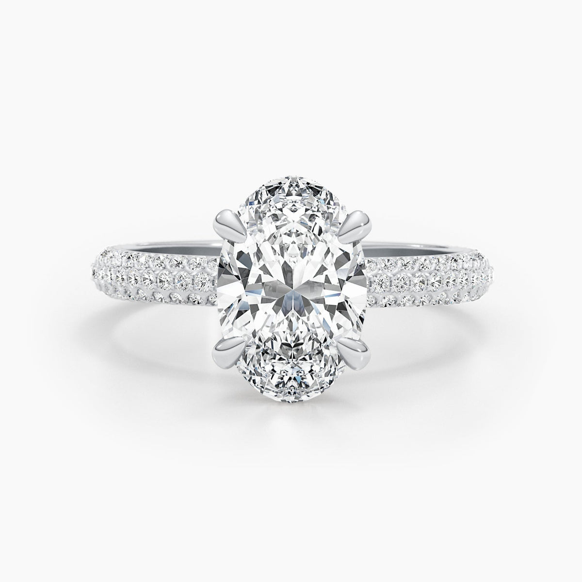 The Pave Bella - Oval Triple Row Pave Hidden Halo Ring