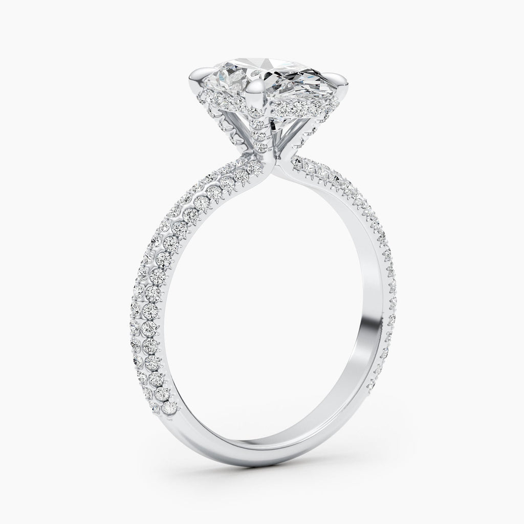 The Pave Bella - Oval Triple Row Pave Hidden Halo Ring