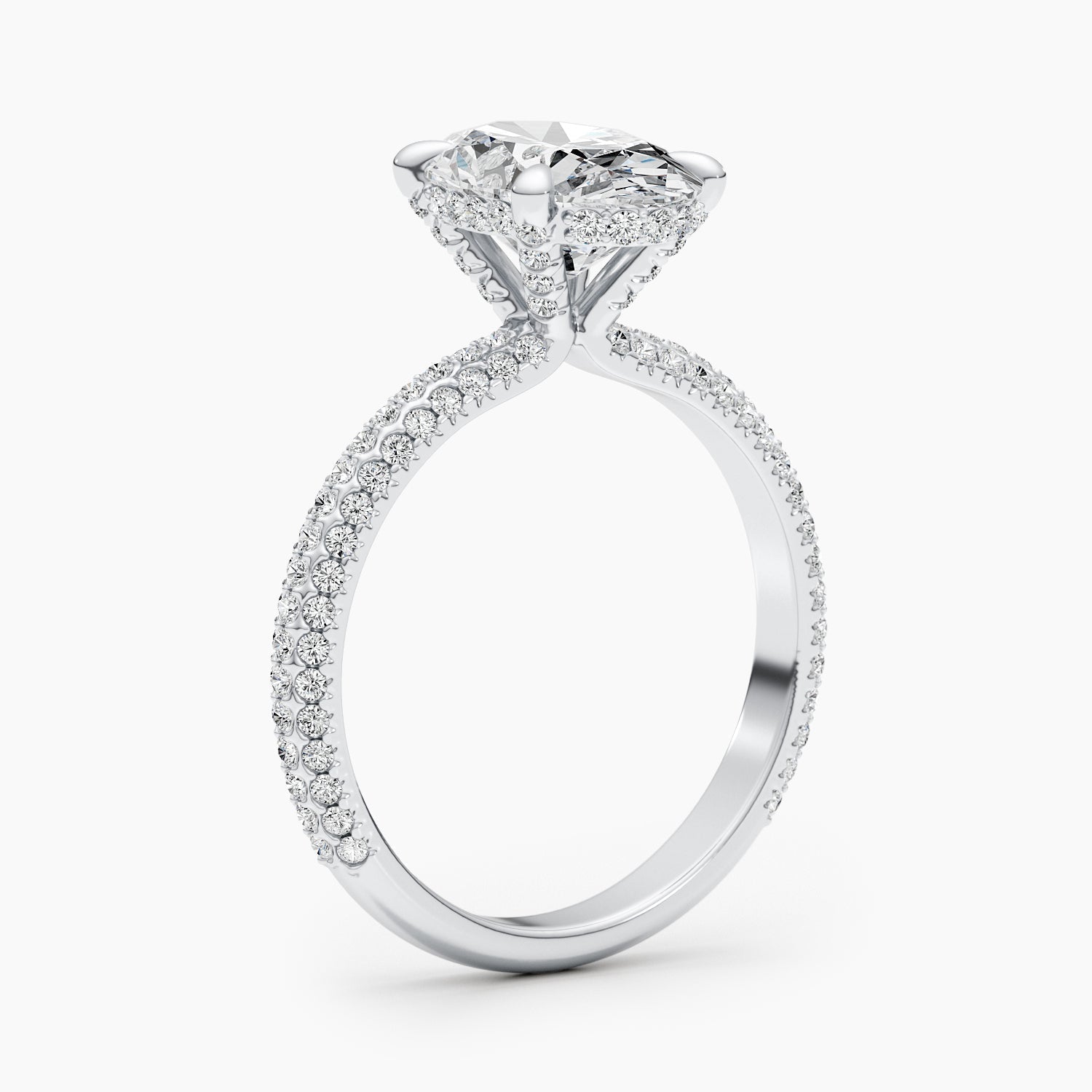 The Pave Bella - Oval Triple Row Pave Hidden Halo Ring