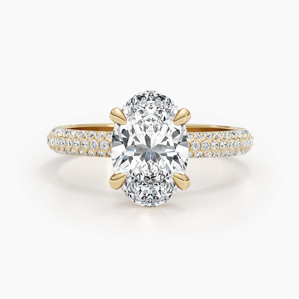 The Pave Bella - Oval Triple Row Pave Hidden Halo Ring