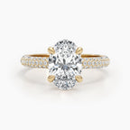 The Pave Bella - Oval Triple Row Pave Hidden Halo Ring