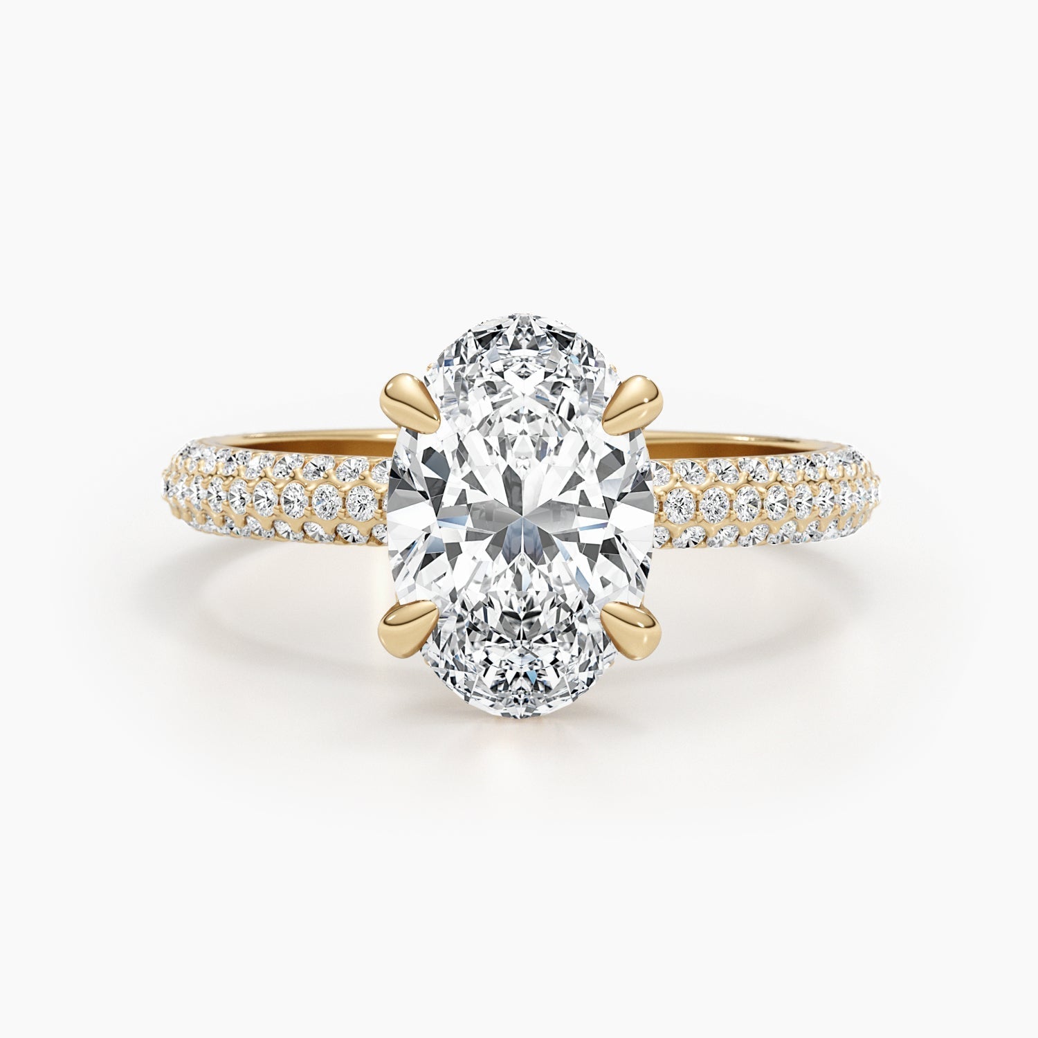 The Pave Bella - Oval Triple Row Pave Hidden Halo Ring