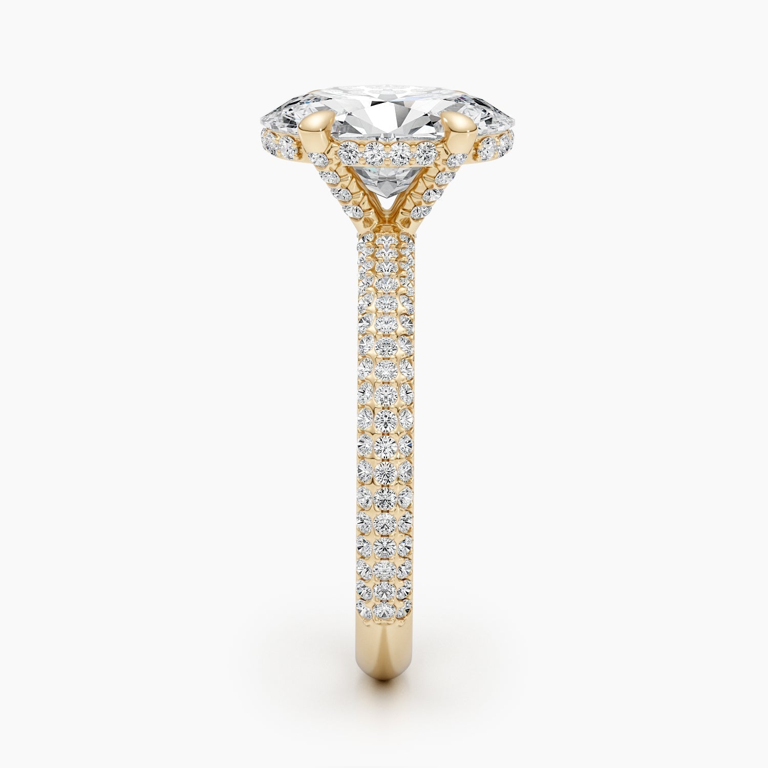The Pave Bella - Oval Triple Row Pave Hidden Halo Ring