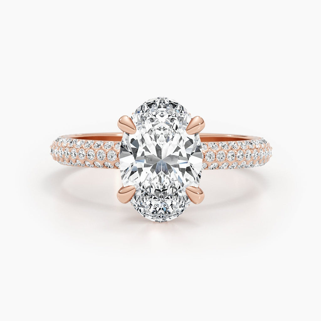The Pave Bella - Oval Triple Row Pave Hidden Halo Ring