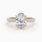 The Pave Bella - Oval Triple Row Pave Hidden Halo Ring