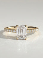 The Pave Chloe - Hidden Halo Diamond Ring With Pave Band