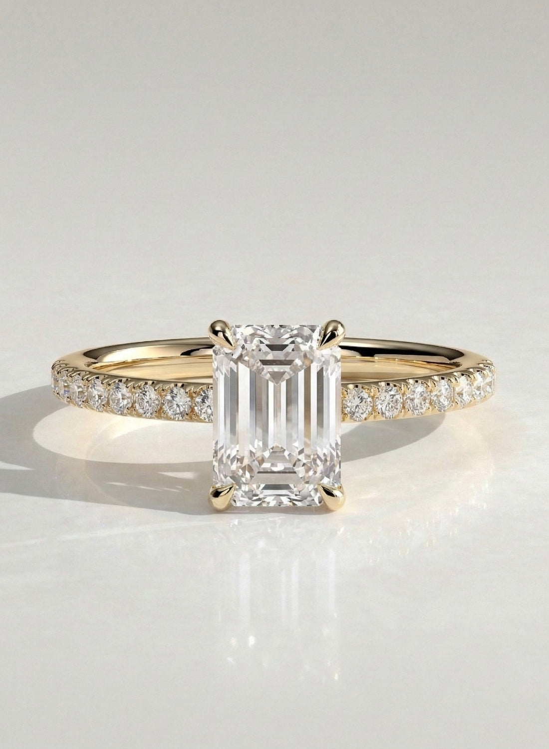 The Pave Chloe - Hidden Halo Diamond Ring With Pave Band