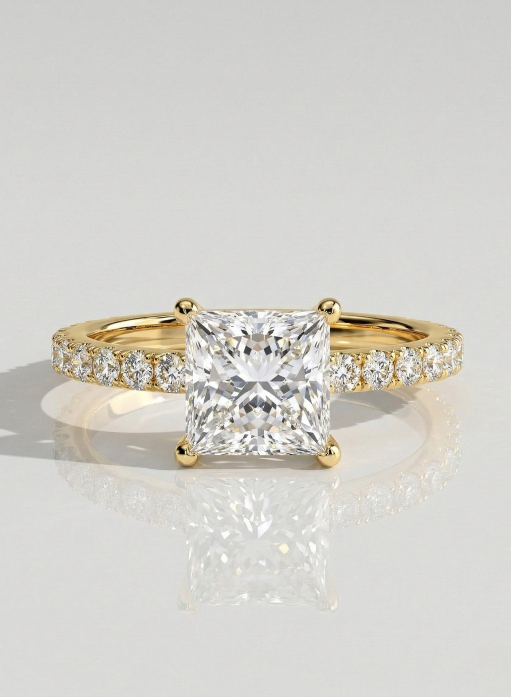 The Pave Freya - Princess Cut Pave Diamond Engagement Ring