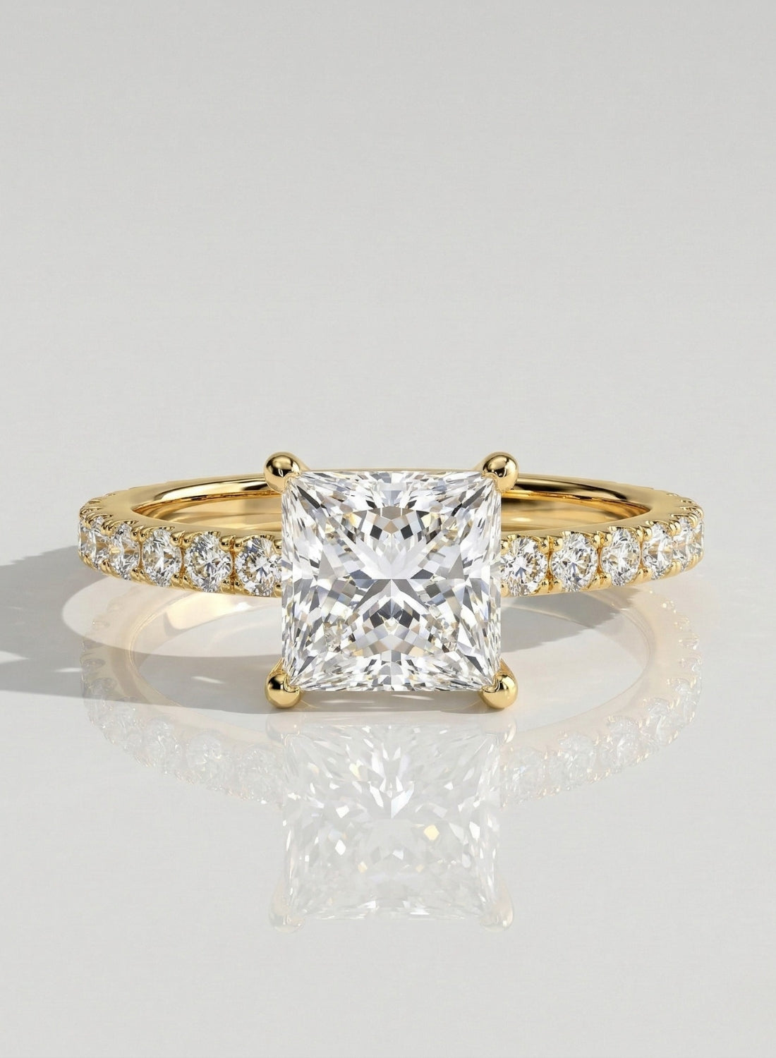 The Pave Freya - Princess Cut Pave Diamond Engagement Ring