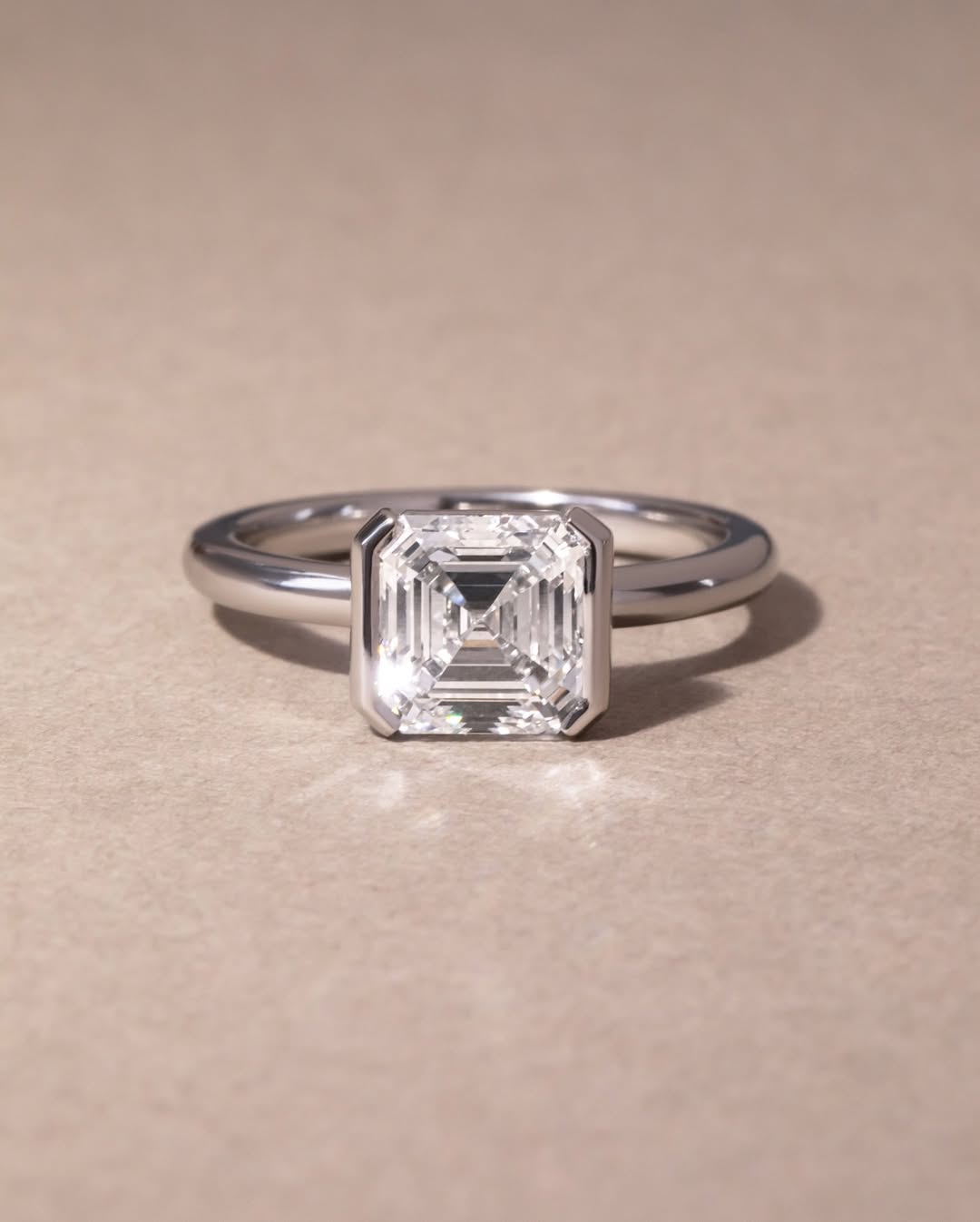 The Quinn Ring - Asscher Cut Half Bezel Engagement Ring