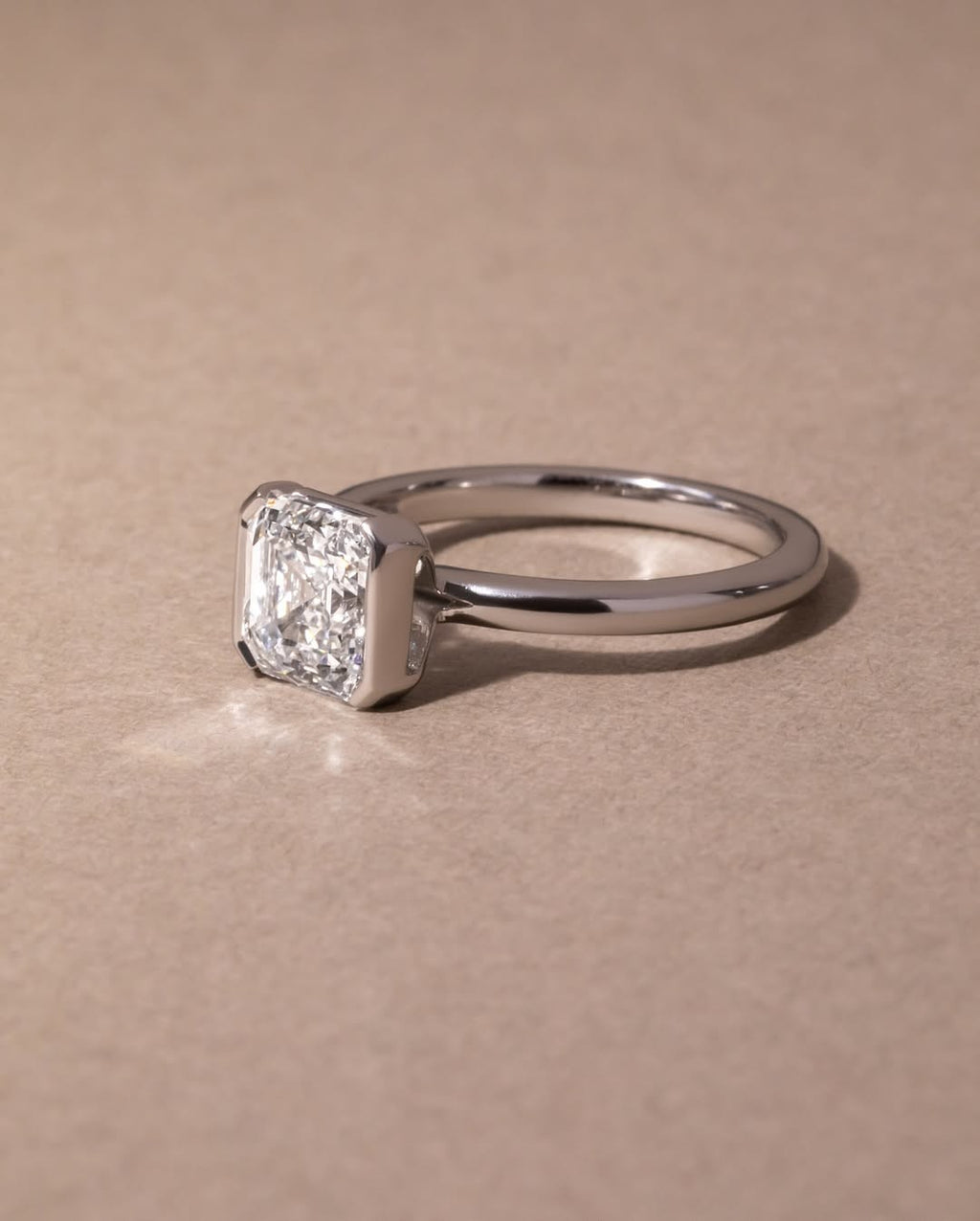 The Quinn Ring - Asscher Cut Half Bezel Engagement Ring
