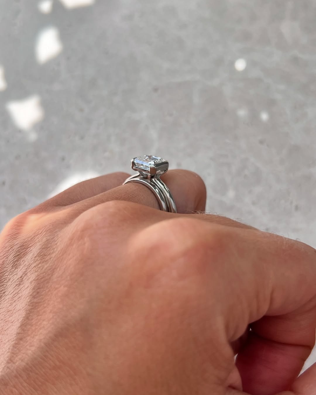 The Quinn Ring - Asscher Cut Half Bezel Engagement Ring