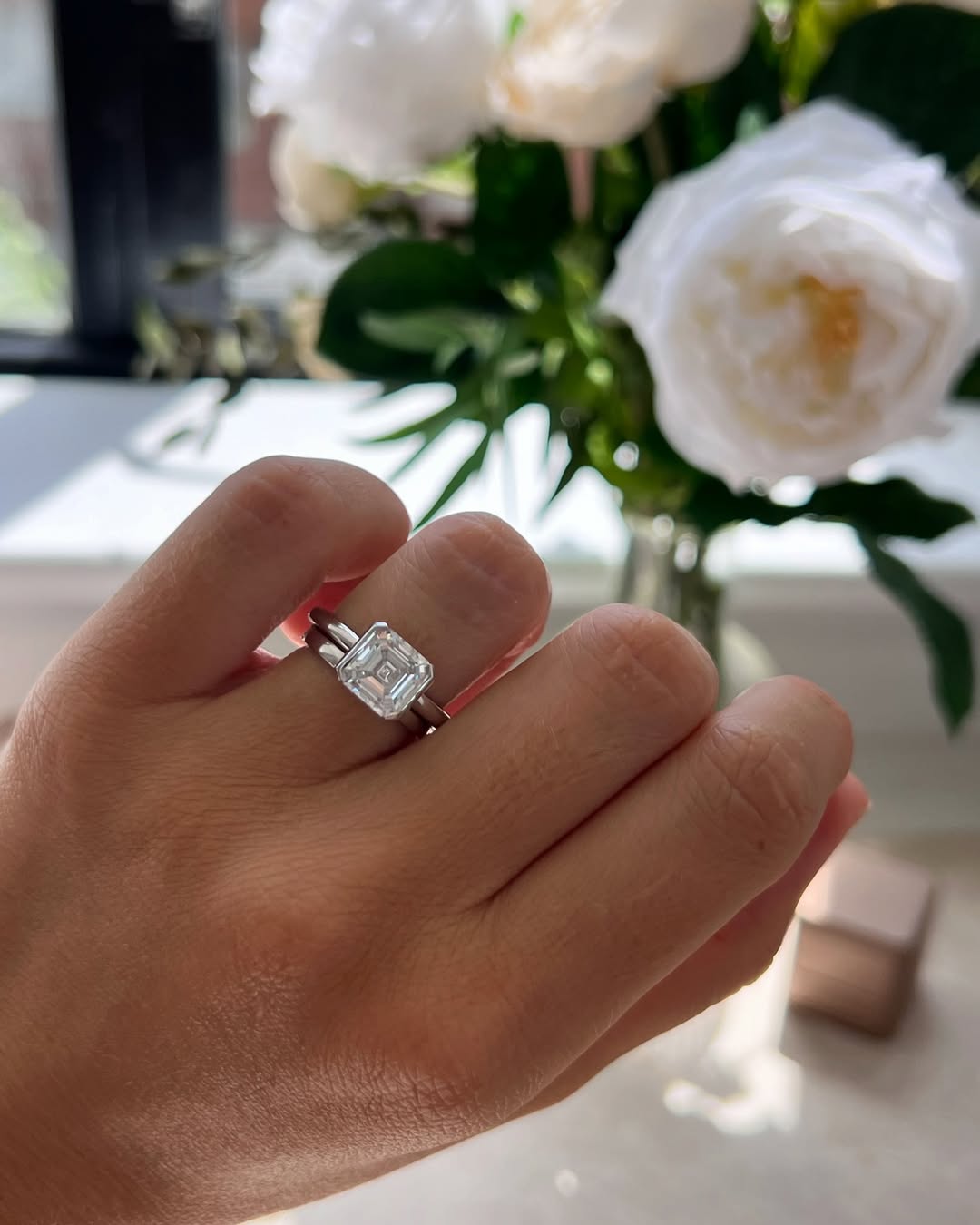 The Quinn Ring - Asscher Cut Half Bezel Engagement Ring