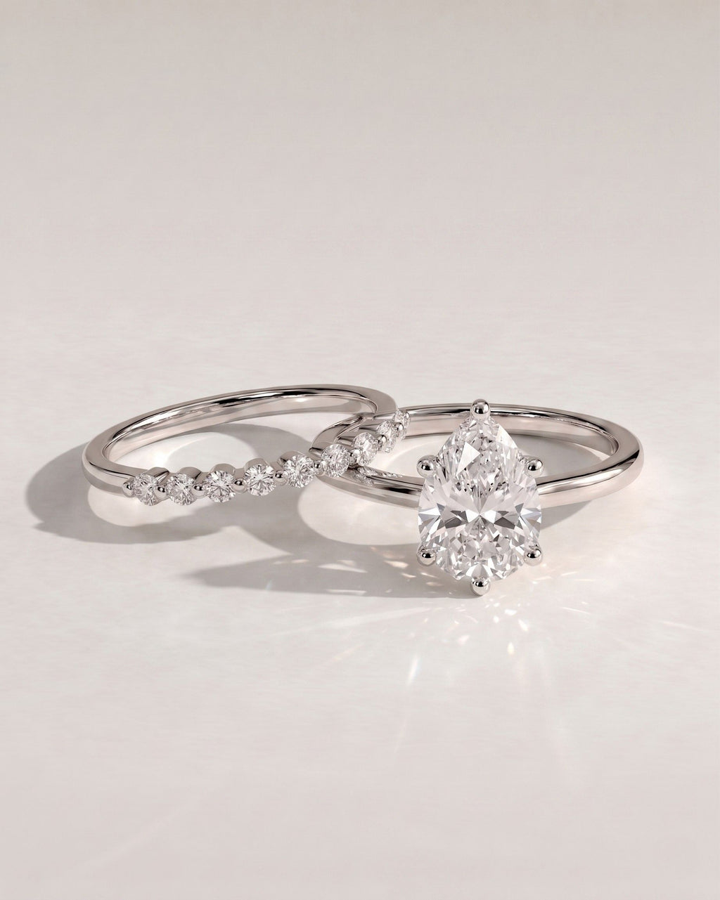 The Selene Bridal Set – Pear Cut Diamond Wedding Set