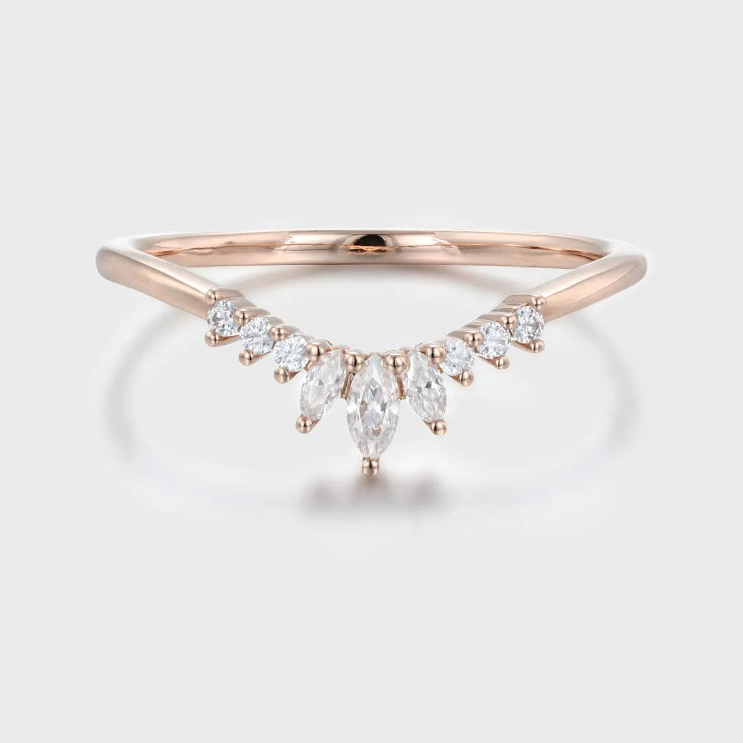 The Serina Ring - Diamond Crown Contour Band
