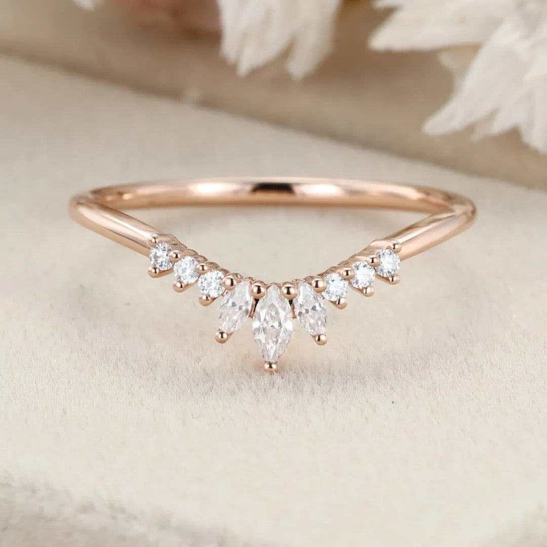 The Serina Ring - Diamond Crown Contour Band