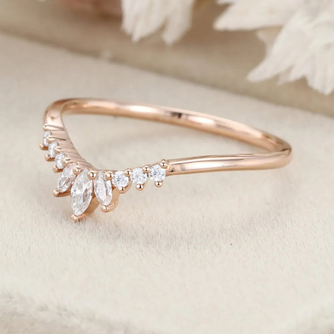 The Serina Ring - Diamond Crown Contour Band