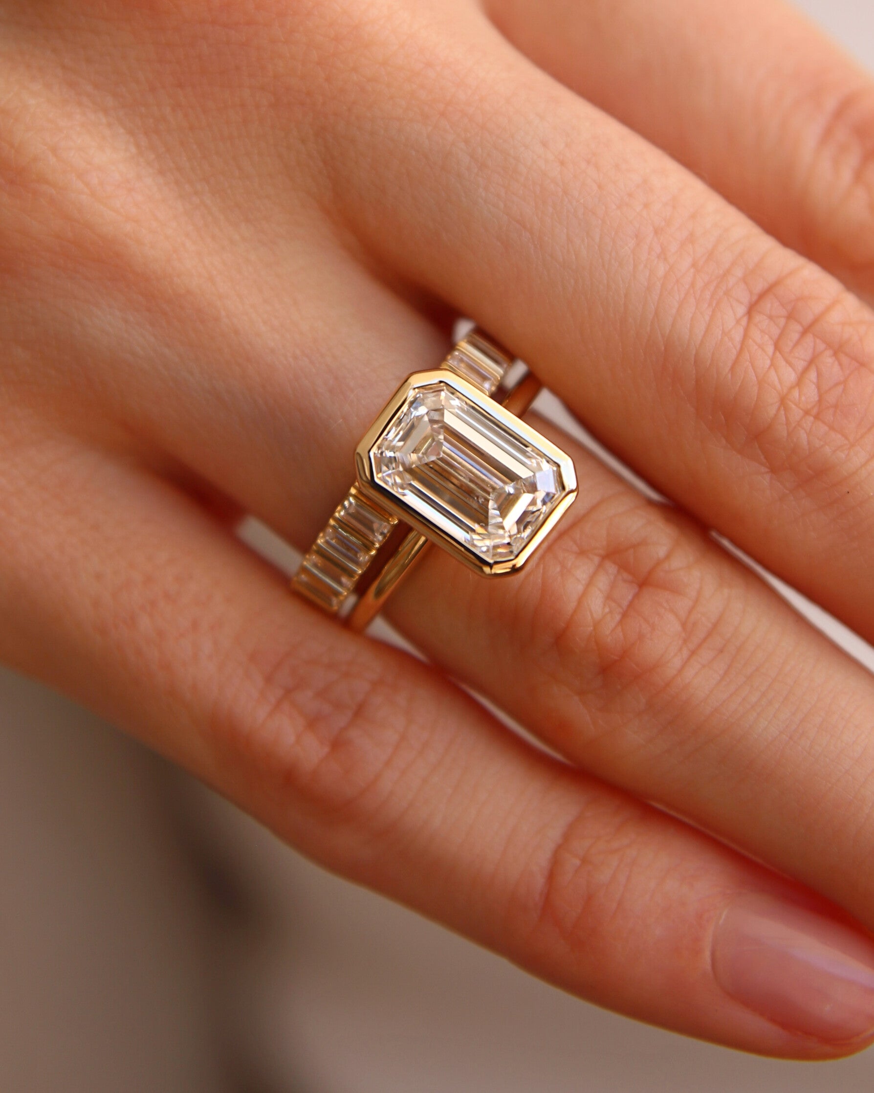 The Sloane Ring - Emerald Cut Bezel Ring