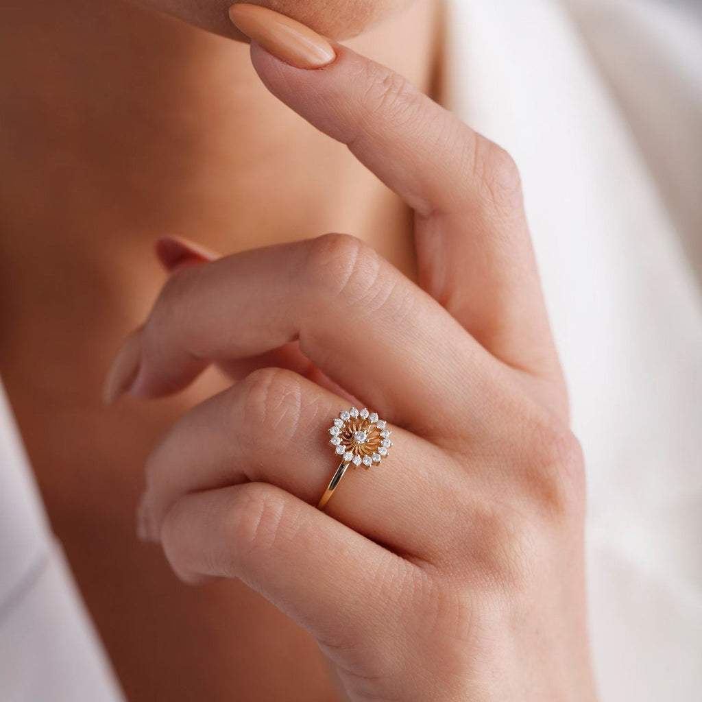 The Solara Ring - Diamond Sunburst Ring