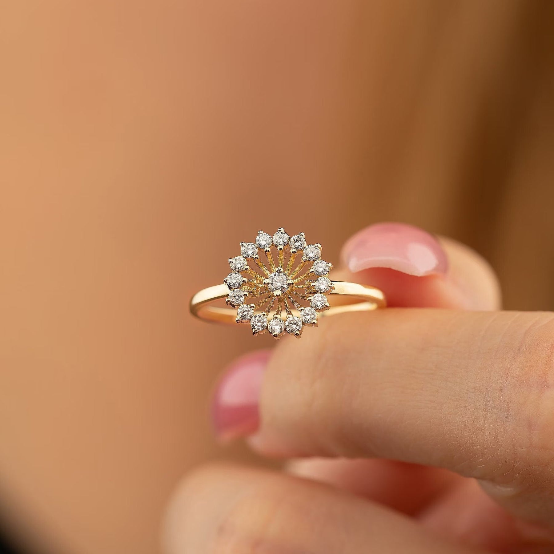 The Solara Ring - Diamond Sunburst Ring