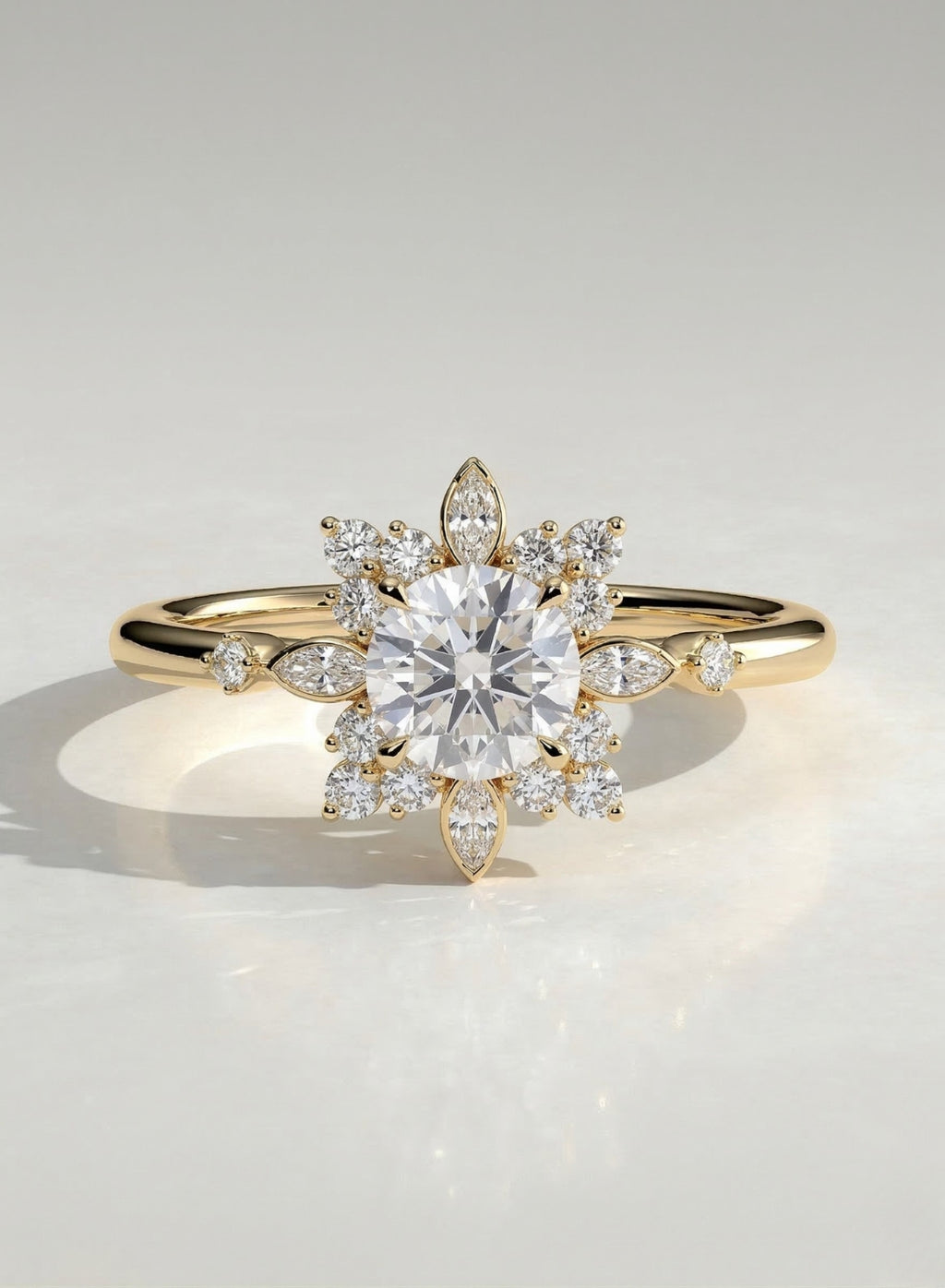 The Solmira Ring - Diamond Starburst Halo